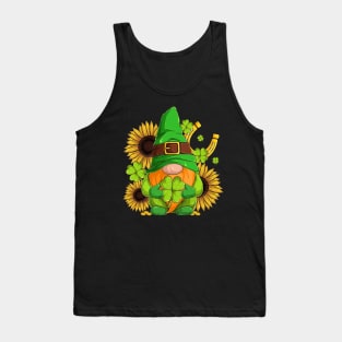 Sunflower Gnome and Shamrock Happy St Patricks Day Tank Top